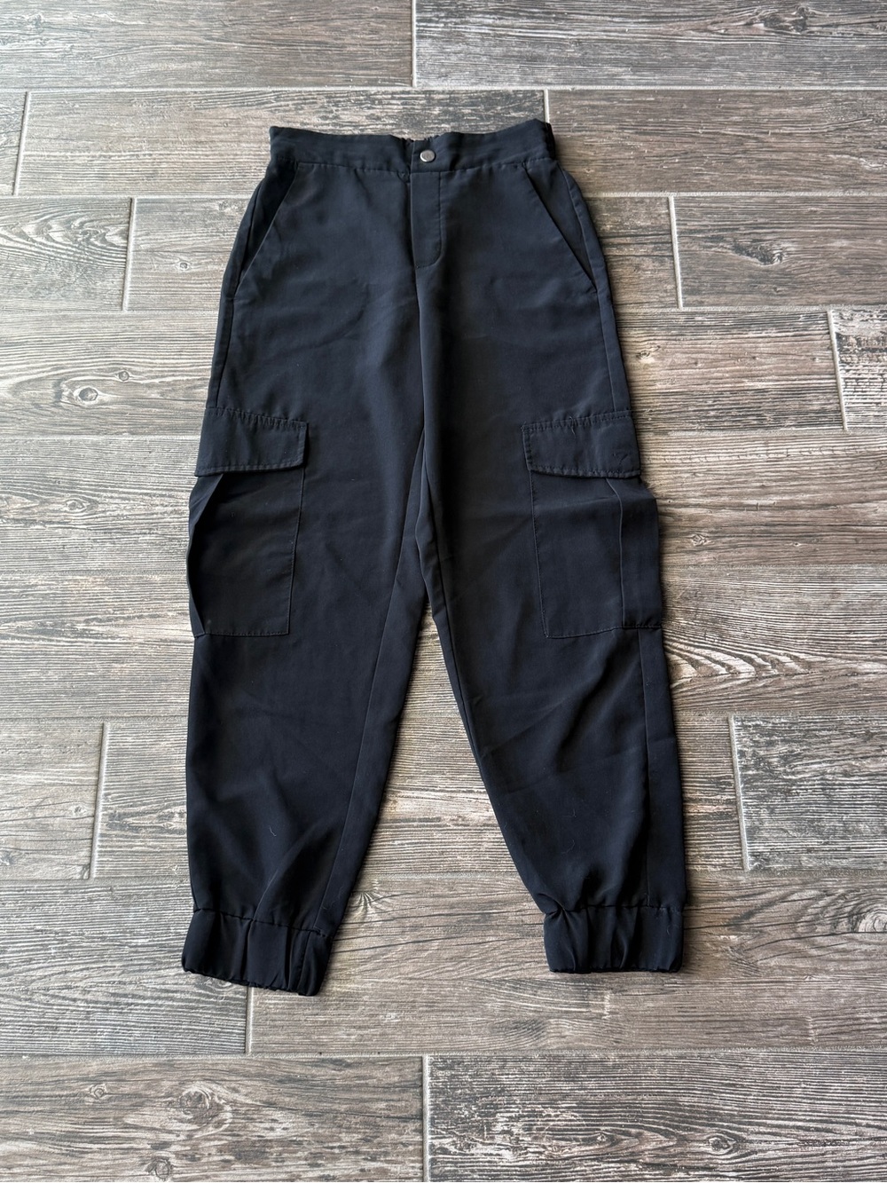 Zara Women Black Utility Cargo Jogger Pants